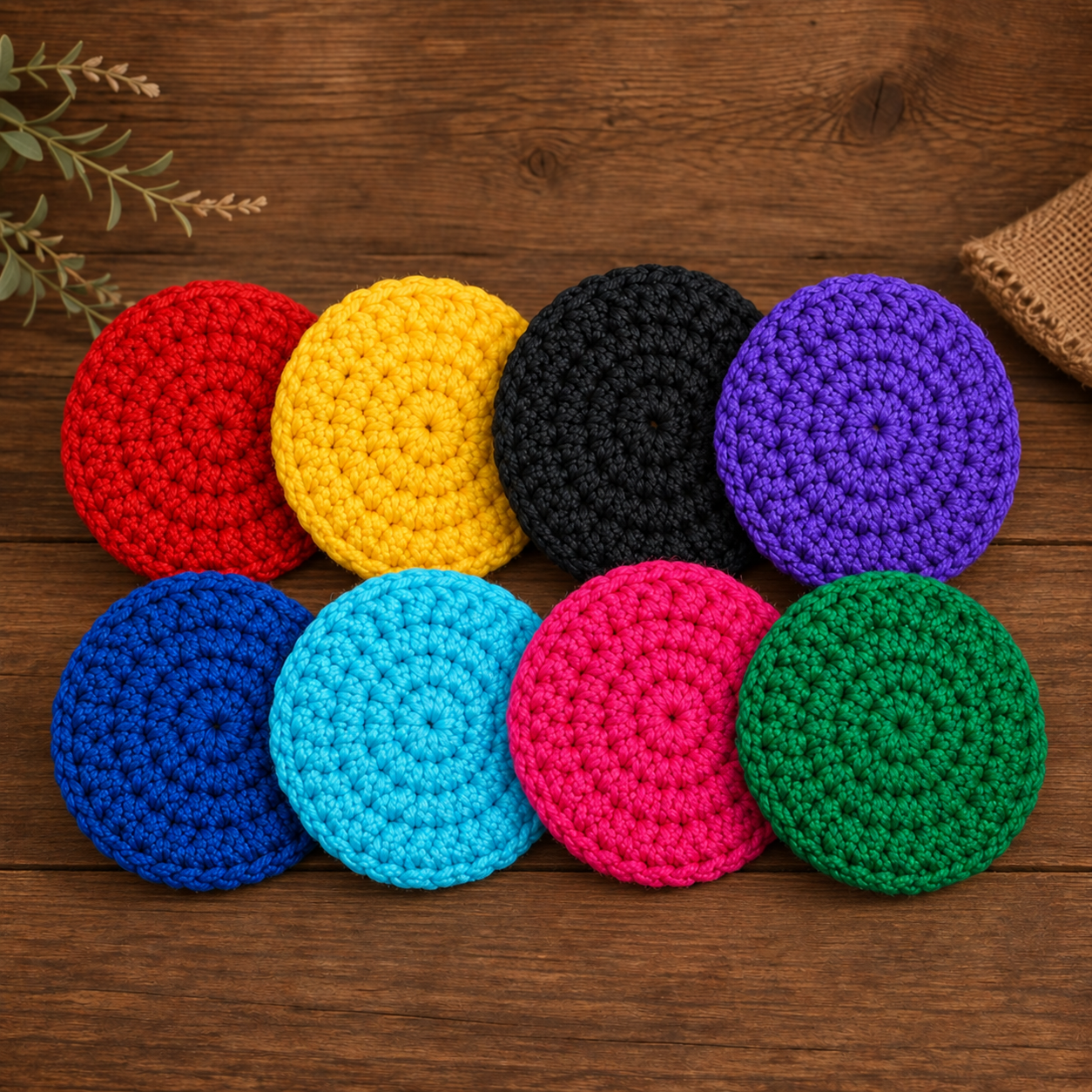 Colorful handmade crochet items